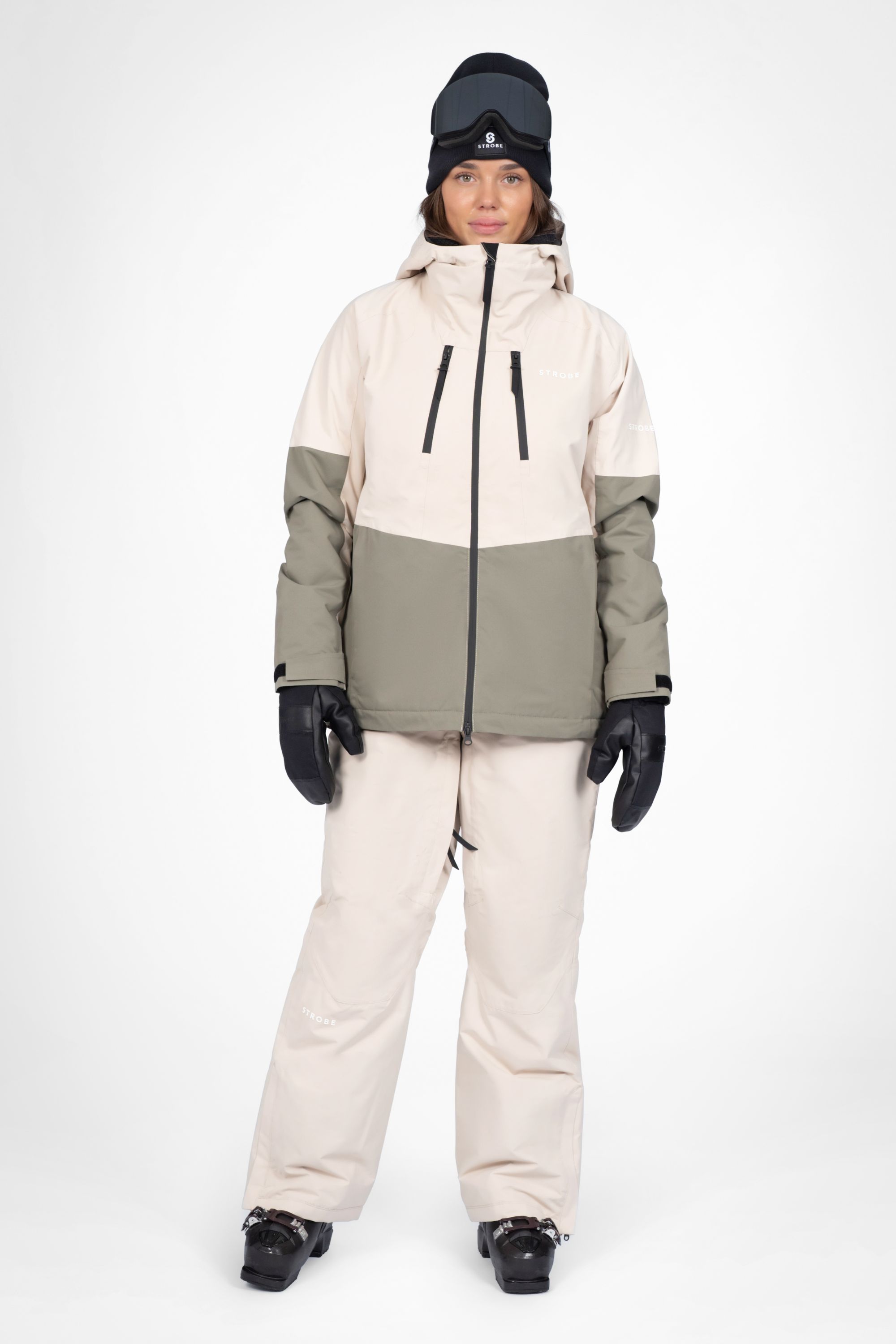 Lynx Skijacke Lt Beige/Smoke Green - Damen