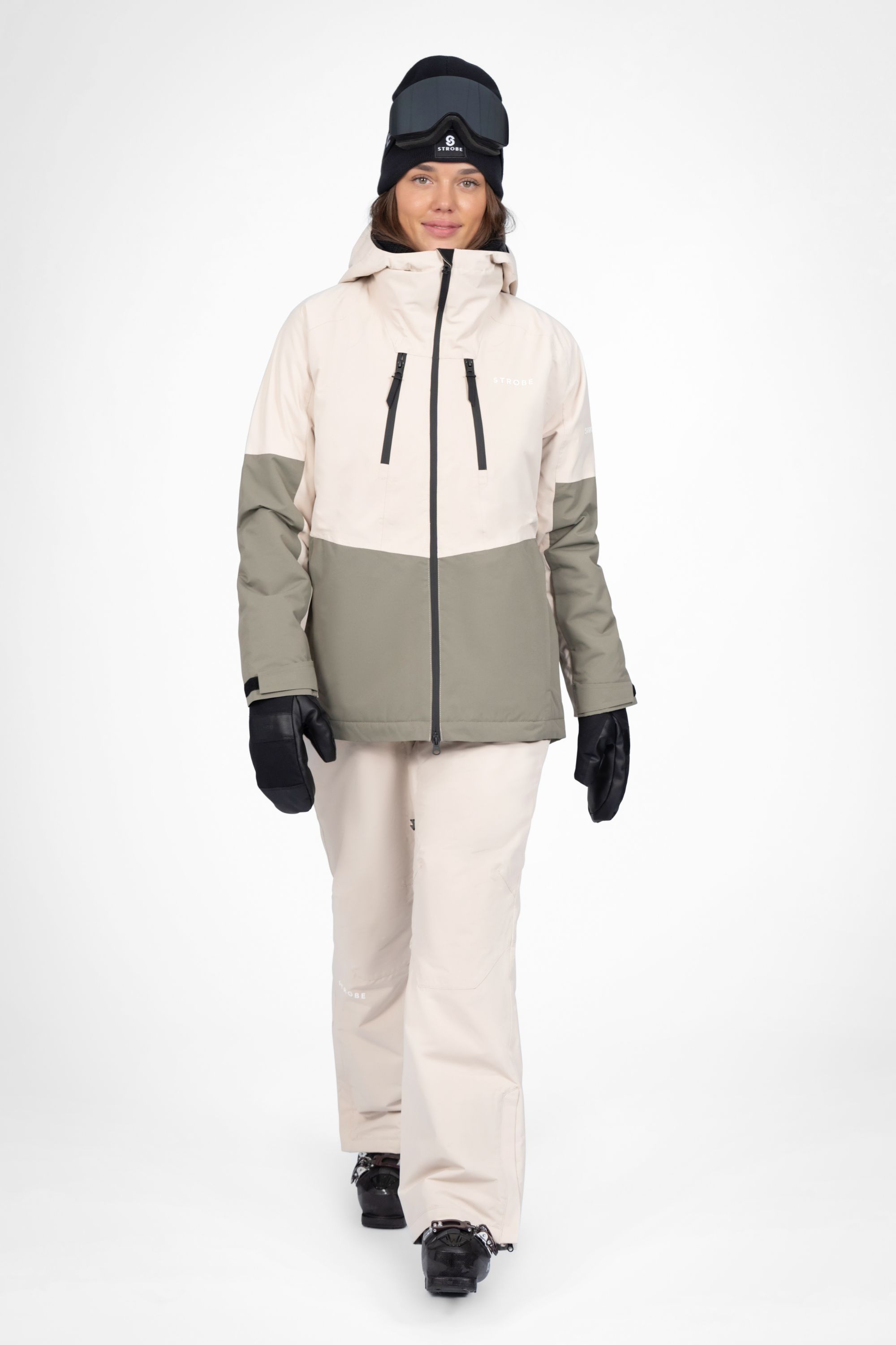 Lynx Skijacke Lt Beige/Smoke Green - Damen
